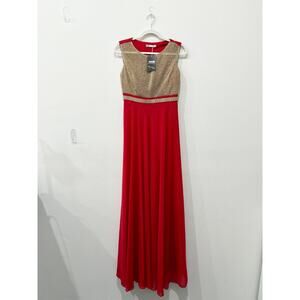 Ideal Belle Sleeveless Embellished Formal Long Dress Red/Gold Women's Size XL